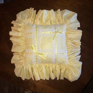 Vintage Yellow Ruffled Pillow
